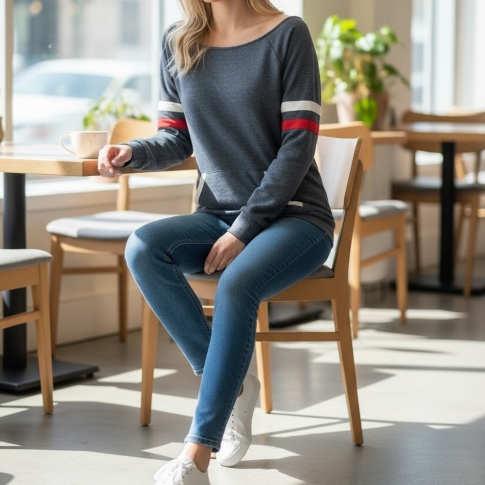 Women’s Alternative Apparel Cut-off Off the shoulder sweater - Picture 2 of 7